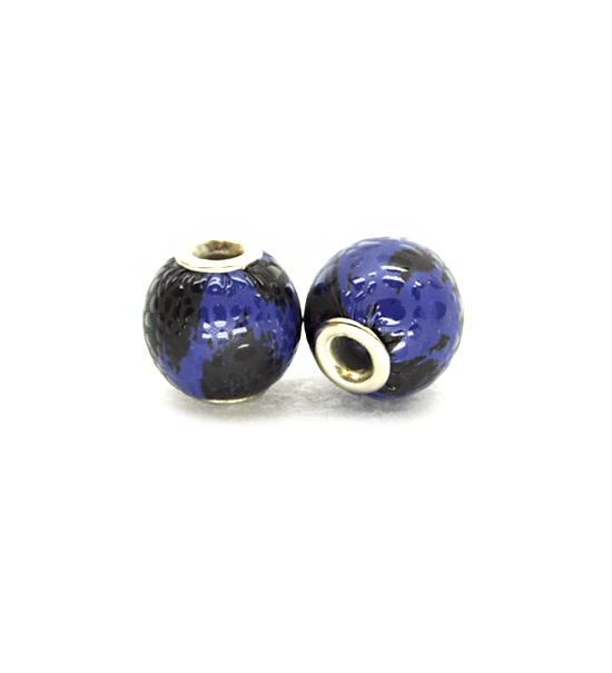Donut bead similar "leather" stained (2 pieces) 14 mm - Blue